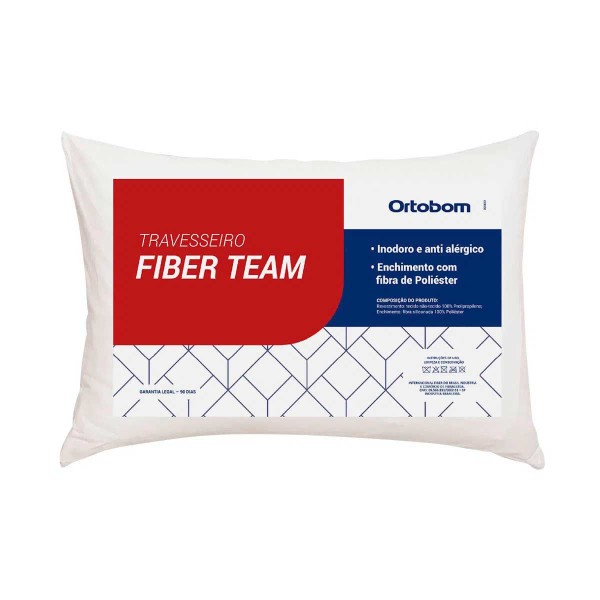 Encontraproduto.com.br - Travesseiro em Poliéster Siliconizado Ortobom 45x65cm Fiber Team Branco 1 Peça