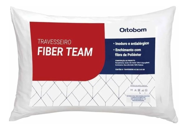 Encontraproduto.com.br - Travesseiro em Poliéster Siliconizado Ortobom 45x65cm Fiber Team Branco 1 Peça