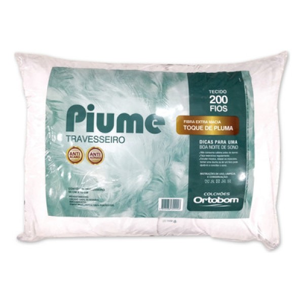 Encontraproduto.com.br - Travesseiro Piume Toque De Pluma 1pç 100%aLG 200fios Ortobom Cor Branco