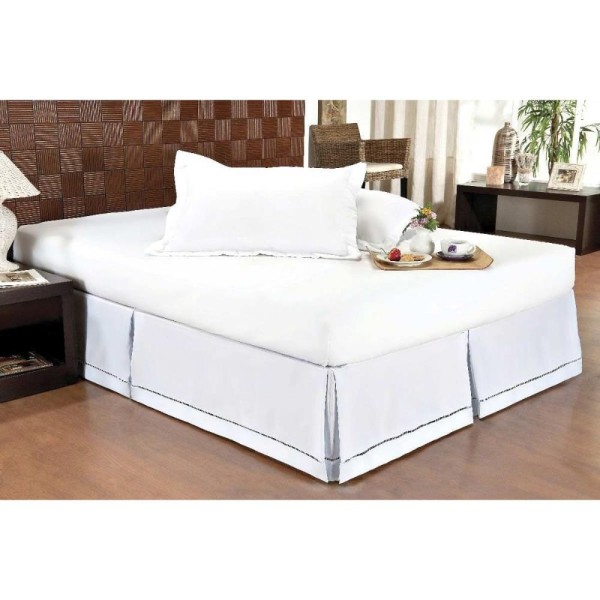 Encontraproduto.com.br - Saia Cama Box King Babado Ponto Palito Branco (190x200) - Ortobom