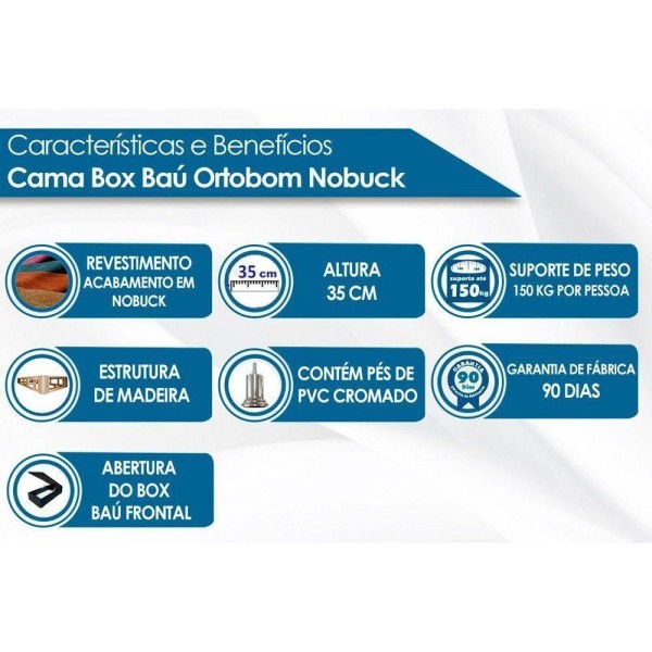Encontraproduto.com.br - Cama Box Baú Queen Universal Suede Clean (158x198x35) - Ortobom