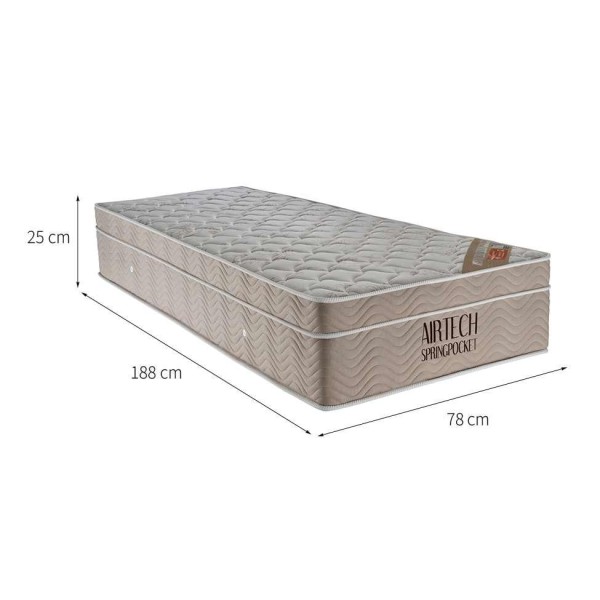 Encontraproduto.com.br - Colchão Solteiro Airtech Spring Mola Superpocket (25x78x188) Bege
