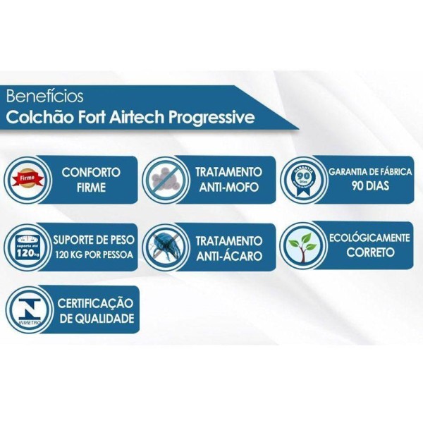 Encontraproduto.com.br - Colchão Casal Molas Bonnel Nanolastic Fort Airtech Progressive Ortopillow (138x188x29) - Ortobom