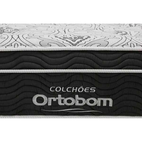 Encontraproduto.com.br - Conjunto Box Baú Casal: Colchão Molas Ortobom Nanolastic Exclusive + Base CRC Suede Gray(138x188)