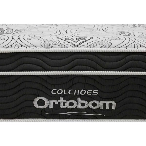 Encontraproduto.com.br - Conjunto Box Baú Casal: Colchão Molas Ortobom Nanolastic Exclusive + Base CRC Suede Gray(138x188)