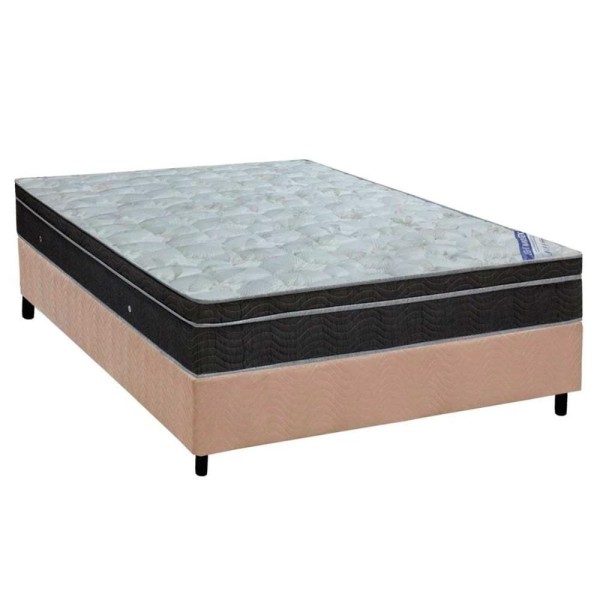 Cama Box Casal: Colchão Molas Bonnel Ortobom Nanolastic Light Selado + Base Crc Suede Gray(138x188)