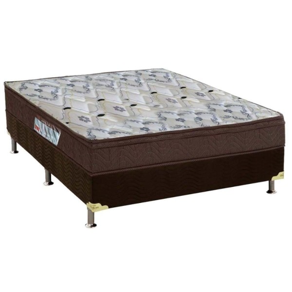 Cama Box Casal: Colchão Anatômico Ortobom D45/Ep Fort Tech Iso 150 Mega Firme + Base Brown(138X188)