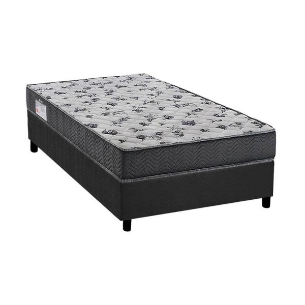 Cama Box Solteiro: Colchão Anatômico Ortobom D33/Ep Iso 100 Ultra Firme + Base Gray(78X188)