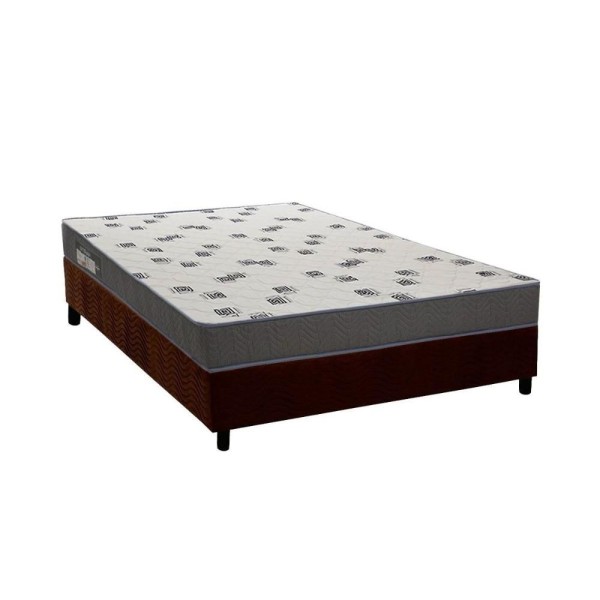 Encontraproduto.com.br - Conjunto Box Casal Colchão Espuma Ortobom D33 Light Saúde + Base Crc Suede Brown 138x188