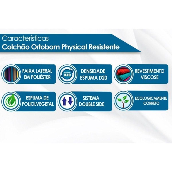 Encontraproduto.com.br - Colchão Infantil Espuma D20 Physical Resistente Liso (70x150x12) - Ortobom