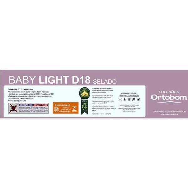 Encontraproduto.com.br - Colchão Infantil D18 Baby Light Saúde (60x130x12) - Ortobom