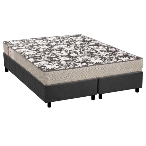 Encontraproduto.com.br - Conjunto Box Queen: Colchão Espuma Ortobom D26 Physical Ultra Resistente + Base Crc Suede Gray(158x198)