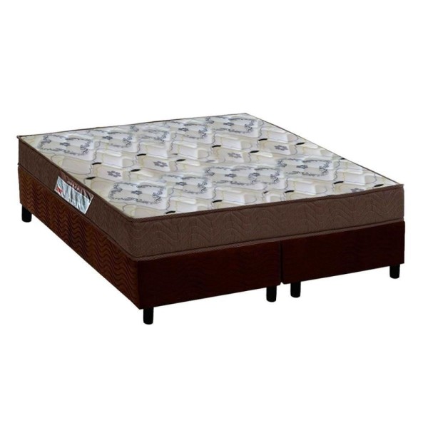 Encontraproduto.com.br - Conjunto Box Queen: Colchão Anatômico Ortobom D45 - Iso 150 Mega Firme + Base Crc Suede Brown(158x198)