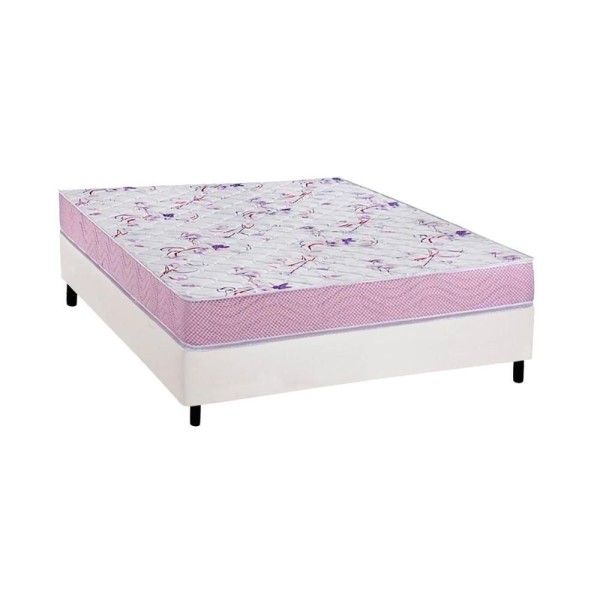 Conjunto Box Casal: Colchão Espuma Ortobom D33 Physical Hiper Resistente 17 + Base Crc Courano White(138x188)