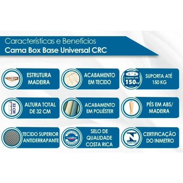 Encontraproduto.com.br - Conjunto Box Casal: Colchão Espuma Ortobom D33 Physical Hiper Resistente 17 + Base Crc Courano White(138x188)