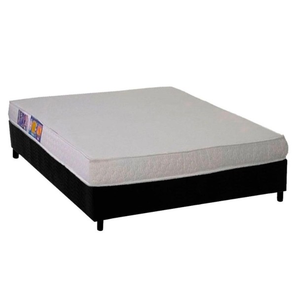 Encontraproduto.com.br - Conjunto Box Casal: Colchão Espuma Ortobom D23 Light Saúde + Base Crc Suede Black (138x188)