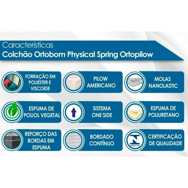 Encontraproduto.com.br - Conjunto Box Queen: Colchão Molas Ortobom Nanolastic Physical Spring + Base CRC Suede Clean(158x198)