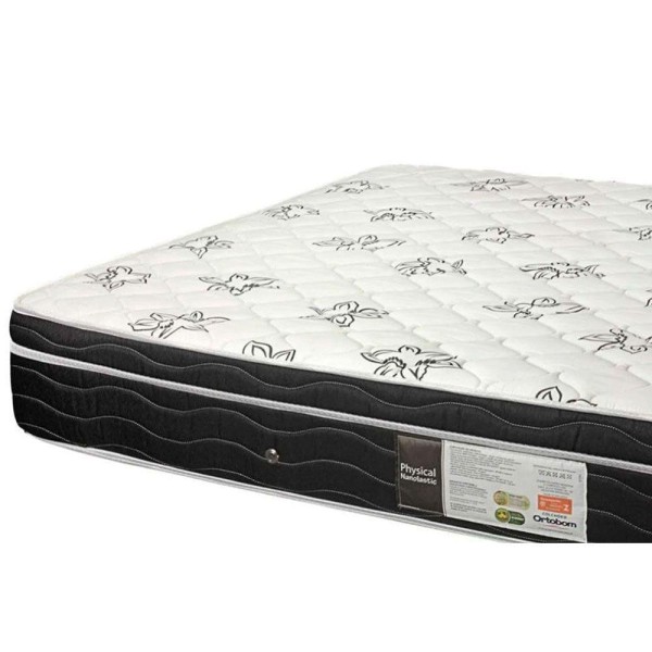 Encontraproduto.com.br - Conjunto Box Queen: Colchão Molas Ortobom Nanolastic Physical Spring + Base CRC Suede Clean(158x198)