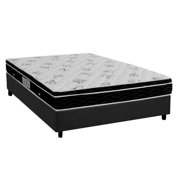 Encontraproduto.com.br - Conjunto Box Casal: Colchão Molas Ortobom Nanolastic Physical + Base CRC Suede Gray (138x188)