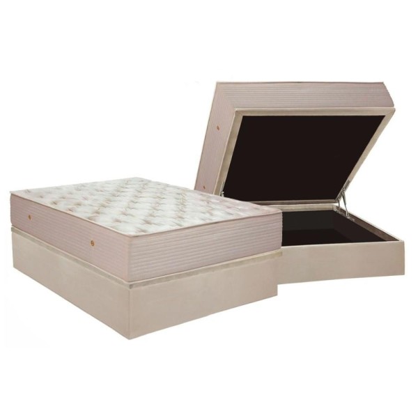 Encontraproduto.com.br - Conjunto Box Baú Casal: Colchão Espuma Ortobom Masterpocket Orthotel Superluxo + Base Crc Suede Clean(138x188)