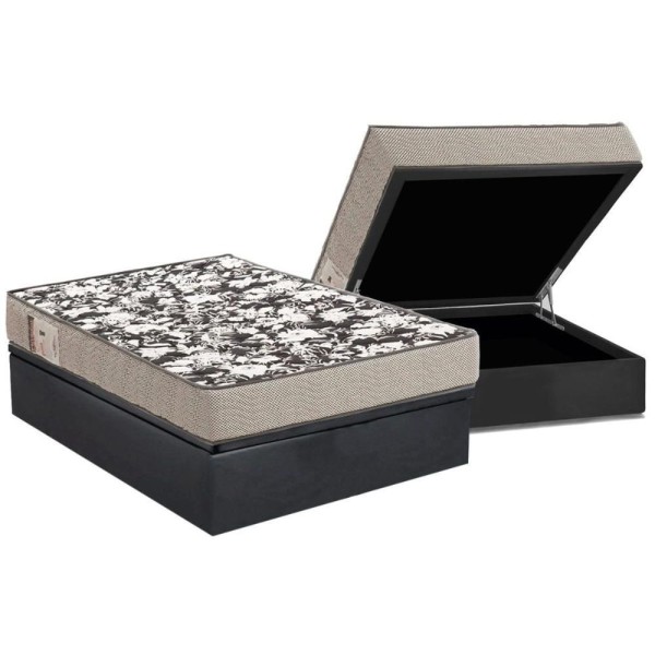 Encontraproduto.com.br - Conjunto Box Baú Casal: Colchão Espuma Ortobom D26 Physical Ultra Resistente + Base Crc Suede Gray(138x188)