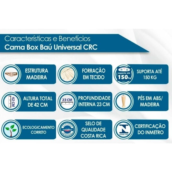 Encontraproduto.com.br - Conjunto Box Baú Casal: Colchão Espuma Ortobom D26 Physical Ultra Resistente + Base Crc Suede Gray(138x188)