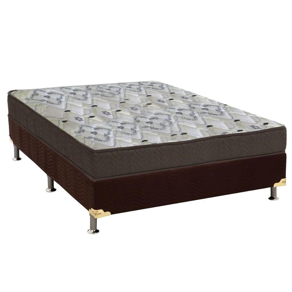 Encontraproduto.com.br - Conjunto Box Viúva: Colchão Anatômico Ortobom D45- Fort Tech Iso 150 + Base Crc Suede Brown(128x188x18)