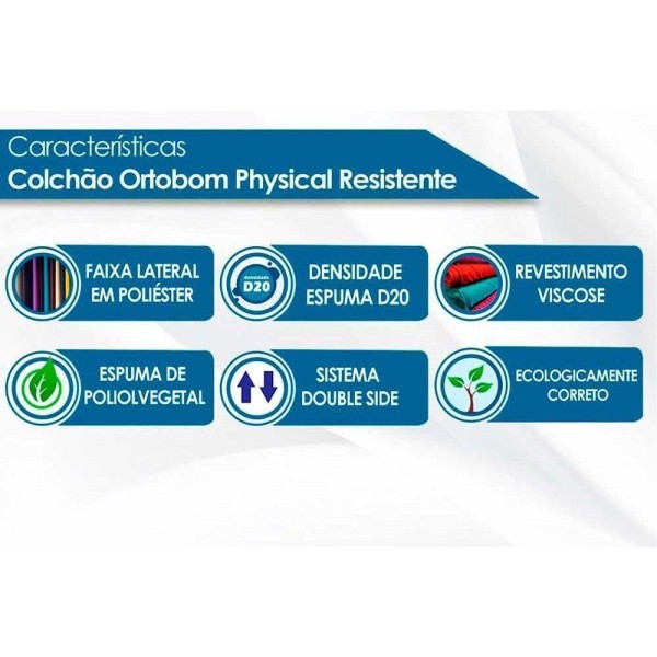 Encontraproduto.com.br - Colchão Solteiro Espuma Physical Resistente Liso (78x188x12) - Ortobom
