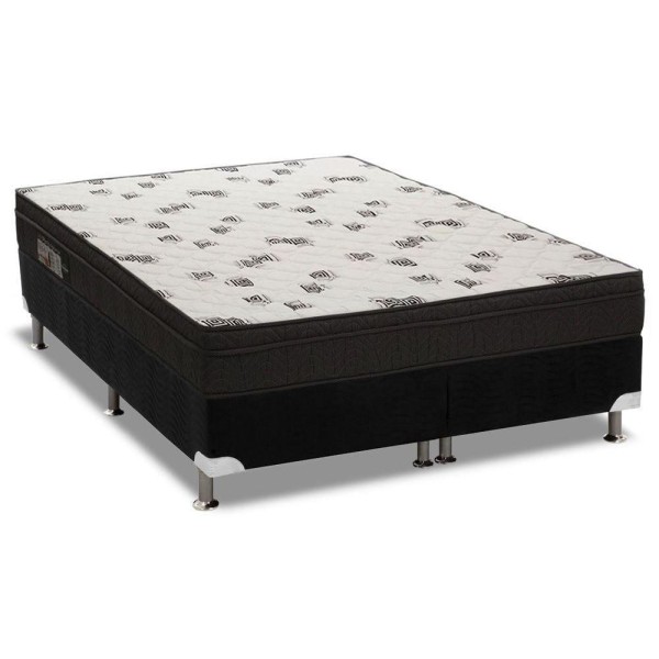 Encontraproduto.com.br - Cama Box Queen: Colchão Espuma D45 Ortobom Light Saúde Ortopilow + Base CRC Suede Black(158x198)