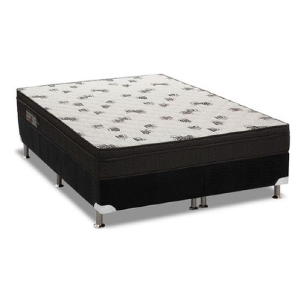 Encontraproduto.com.br - Cama Box Queen: Colchão Espuma D45 Ortobom Light Saúde Ortopilow + Base CRC Suede Black(158x198)