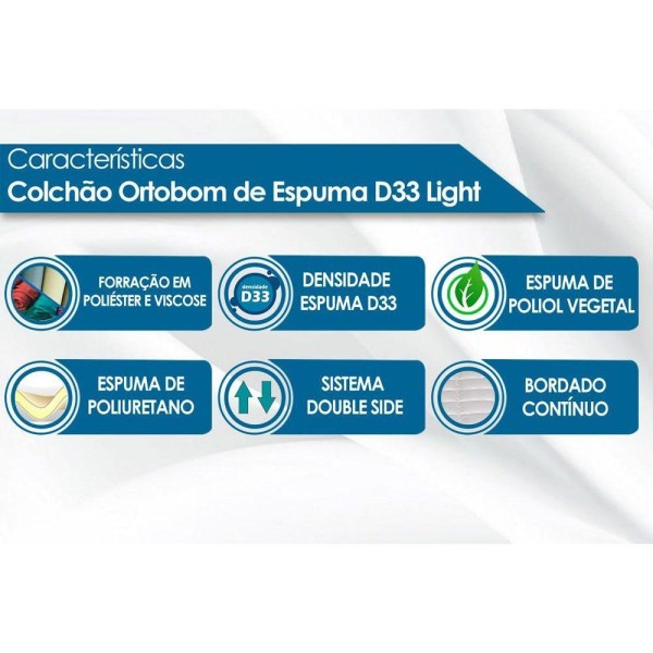 Encontraproduto.com.br - Colchão Viúva Espuma D33  Light Saúde (128x188x14) - Ortobom