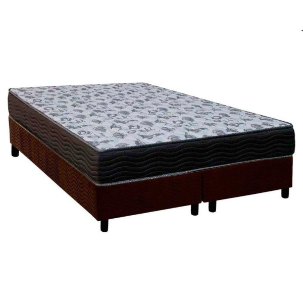 Encontraproduto.com.br - Cama Box Queen: Colchão Ortopédico Ortobom D33/Ep Fort Tech Iso 100 + Base Brown(158X198)