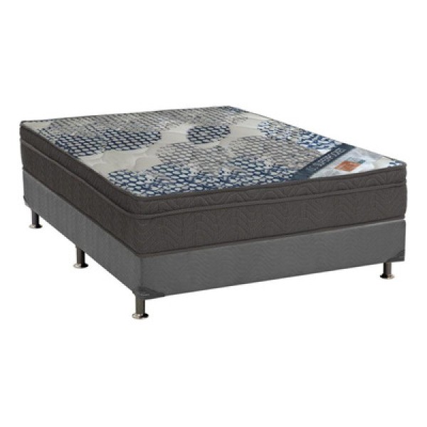 Encontraproduto.com.br - Cama Box Viúva: Colchão Molas Ortobom Superpocket Iso Firme + Base Crc Suede Cinza(128X188)