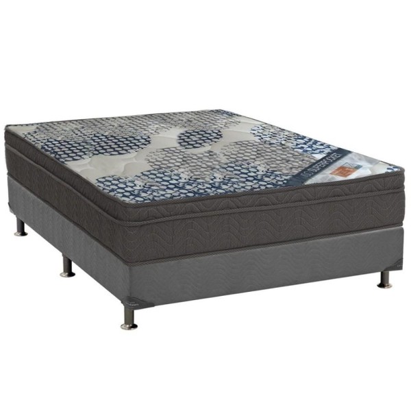 Encontraproduto.com.br - Cama Box Viúva: Colchão Molas Ortobom Superpocket Iso Firme + Base Crc Suede Cinza(128X188)