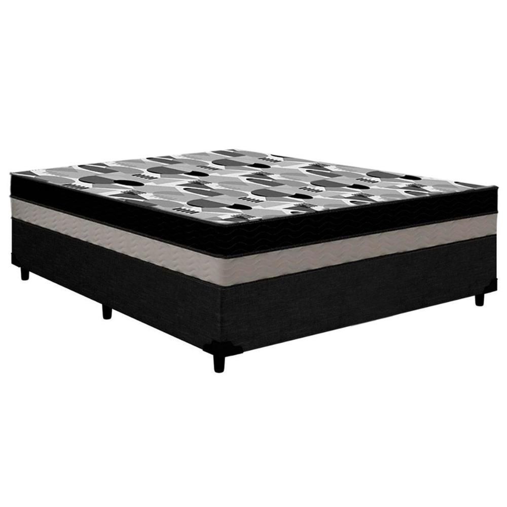 Cama Box Viúva: Colchão Anatômico Ortobom D33-ep Iso 100 Double Face + Base Crc Courano Black(128x188x20)