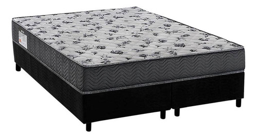 Encontraproduto.com.br - Cama Box Queen: Colchão Espuma Ortobom D33-ep Fort Tech Iso 100 + Base Crc Suede Black(158x198)
