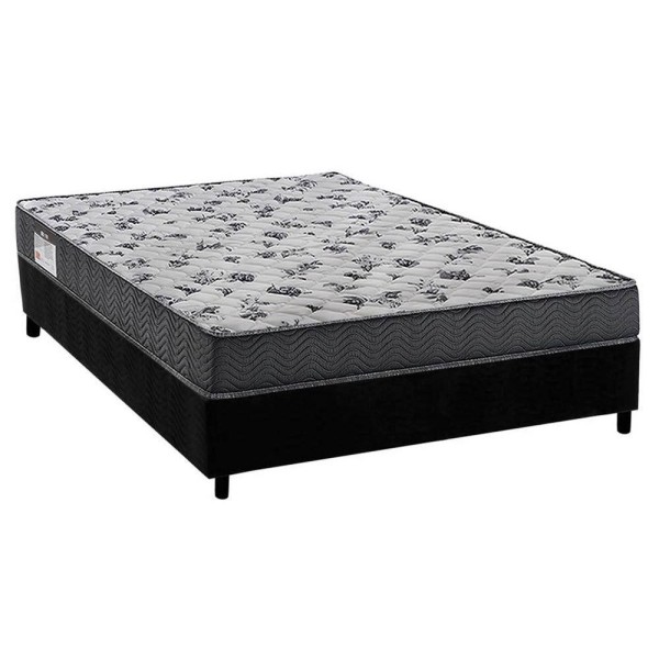 Encontraproduto.com.br - Cama Box Viúva: Colchão Anatômico Ortobom D33/Ep Fort Tech Iso 100 + Base Crc Suede Black(128X188)