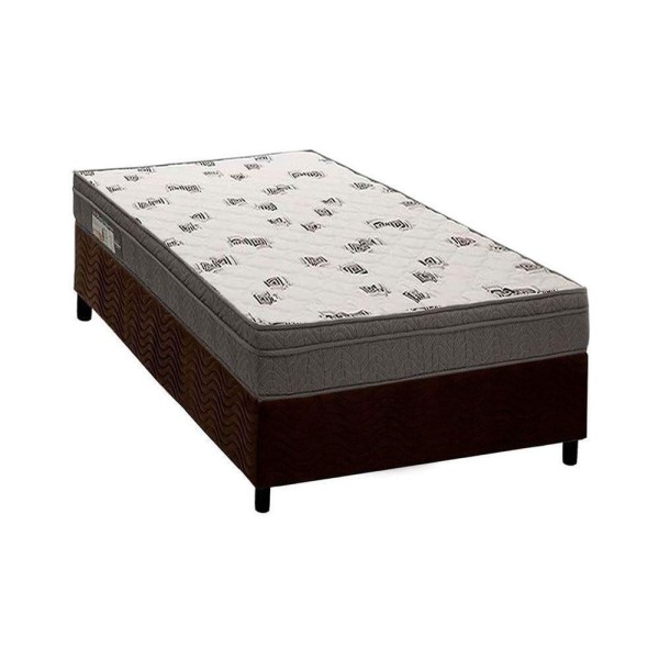 Encontraproduto.com.br - Cama Box Solteiro: Colchão Espuma Ortobom D45 Light Saúde Ortopilow + Base CRC Suede Brown(88x188)