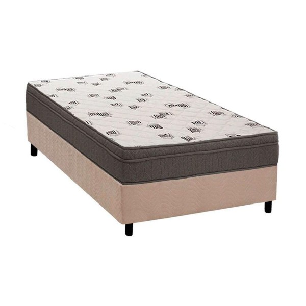 Encontraproduto.com.br - Cama Box Solteiro: Colchão Espuma Ortobom D45 Light Saúde Ortopilow + Base Crc Suede Clean(88X188)