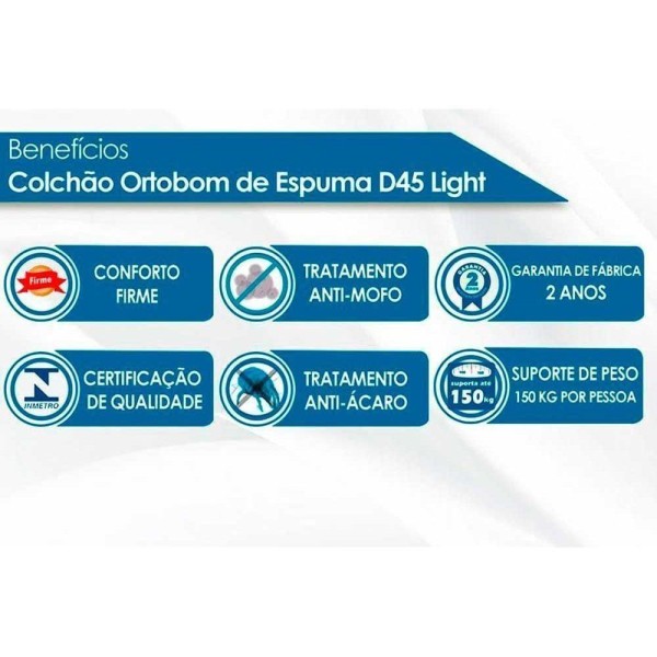 Encontraproduto.com.br - Cama Box Solteiro: Colchão Espuma Ortobom D45 Light Saúde Ortopilow + Base Crc Suede Clean(88X188)