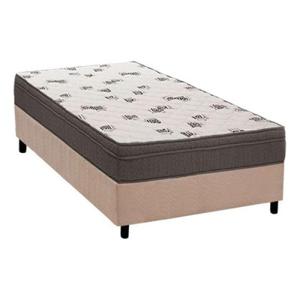 Encontraproduto.com.br - Cama Box Solteiro: Colchão Espuma Ortobom D45 Light Saúde Ortopilow + Base Crc Suede Clean(88X188)
