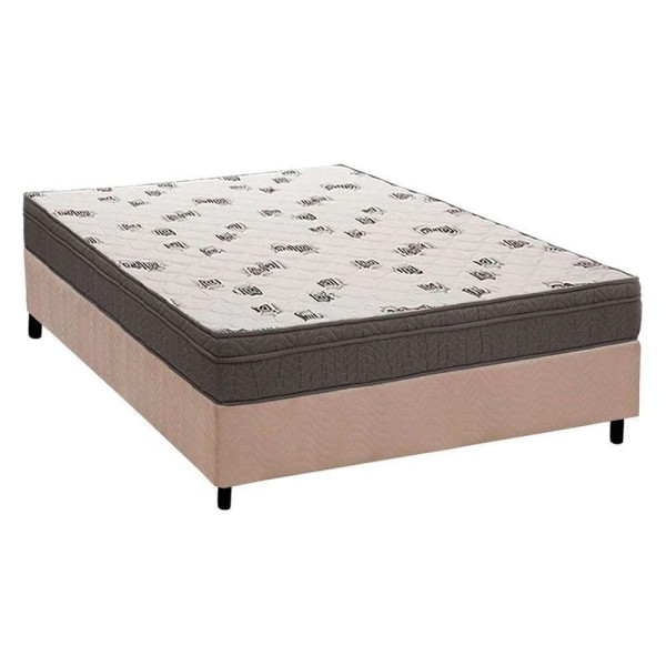 Encontraproduto.com.br - Cama Box Casal: Colchão Espuma Ortobom D45 Light Saúde + Base Crc Suede Clean(138X188)