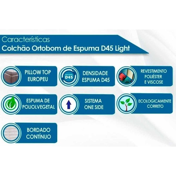 Encontraproduto.com.br - Cama Box Casal: Colchão Espuma Ortobom D45 Light Saúde + Base Crc Suede Clean(138X188)