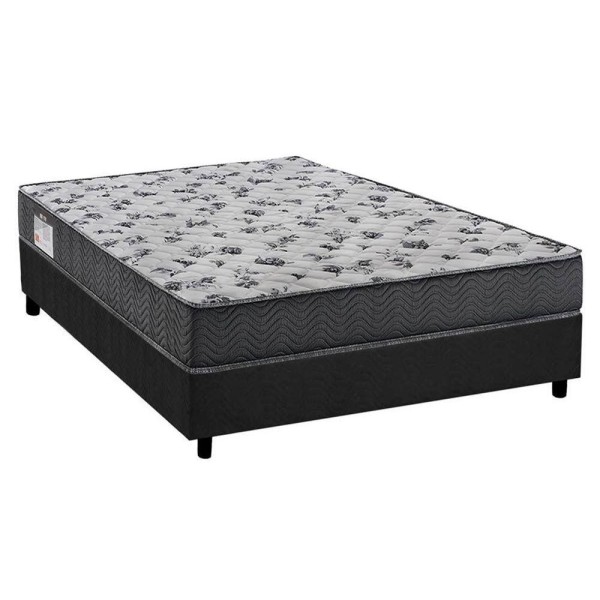 Cama Box Viúva: Colchão Espuma D33 Ortobom /Ep Iso 100 Ultra Firme + Base Crc Suede Gray(128X188)