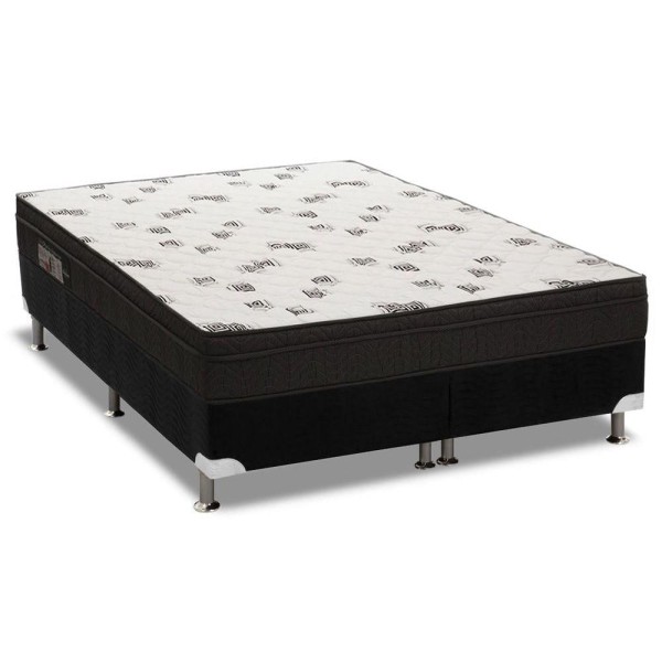 Encontraproduto.com.br - Cama Box Queen: Colchão Espuma D45 Ortobom Light Saúde Ortopilow + Base Crc Suede Black(158X198)