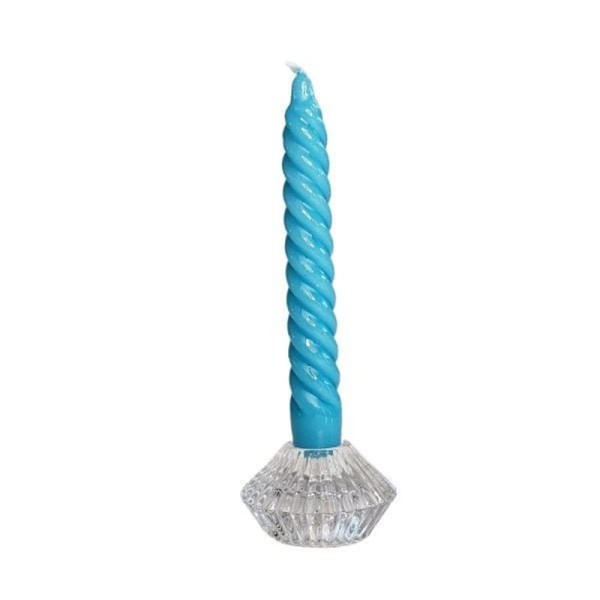 Encontraproduto.com.br - Vela Castiçal Colorida Twist Verniz Azul Claro