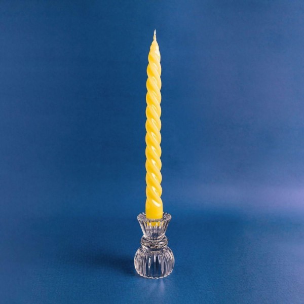 Vela Castiçal Colorida Waves Verniz Amarelo Claro