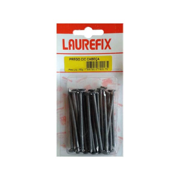 Encontraproduto.com.br - Prego com cabeça de aço carbono polido 8x8mm 50 gramas cinza escuro Laurefix