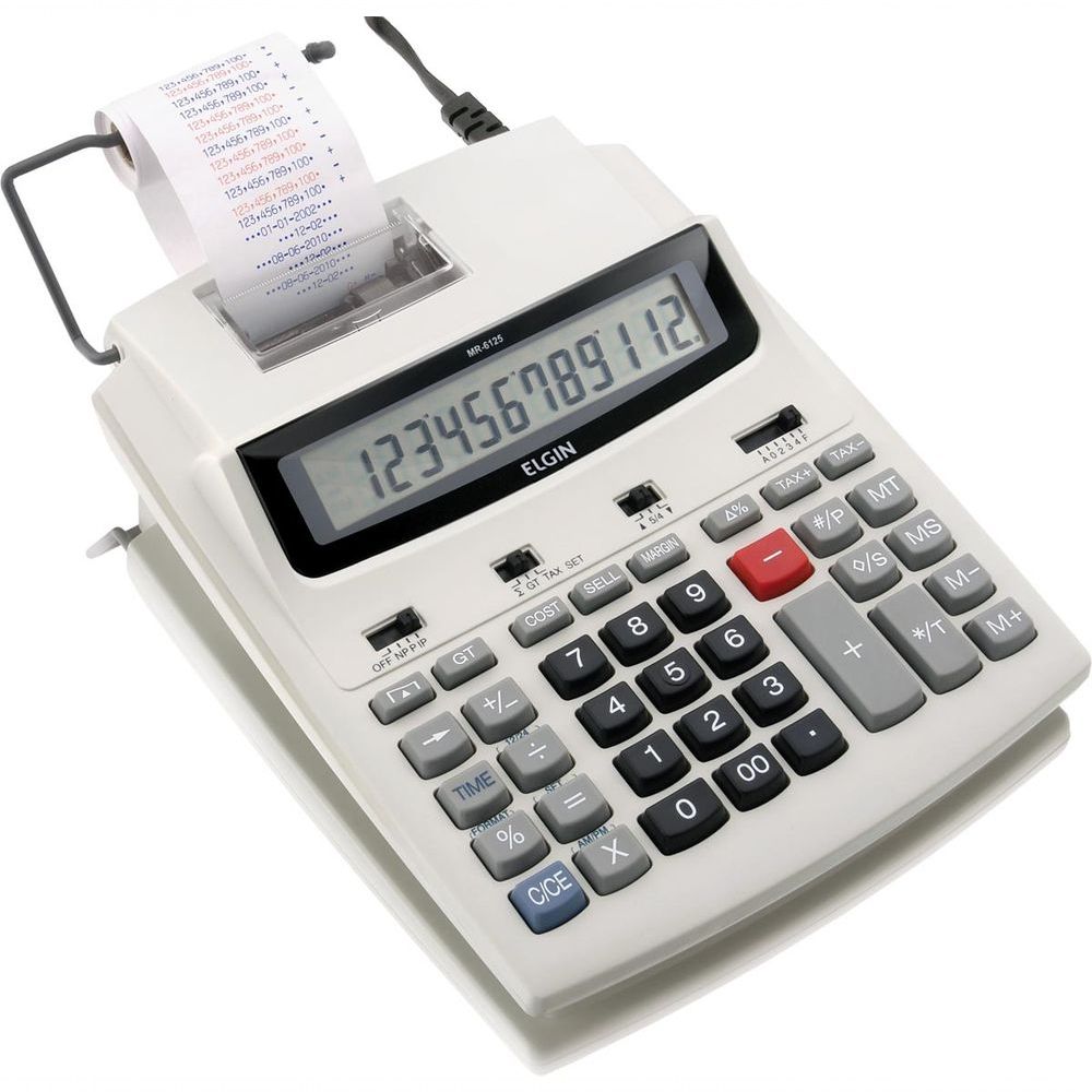 Encontraproduto.com.br - Calculadora de Mesa Elgin MR6125 com Bobina 12 Digitos Calendario Bivolt (Emb. contém 1un.)