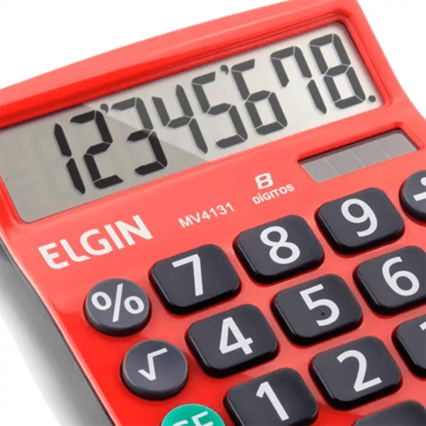 Encontraproduto.com.br - Calculadora De Mesa 8 Dígitos Mv-4131 Vermelha